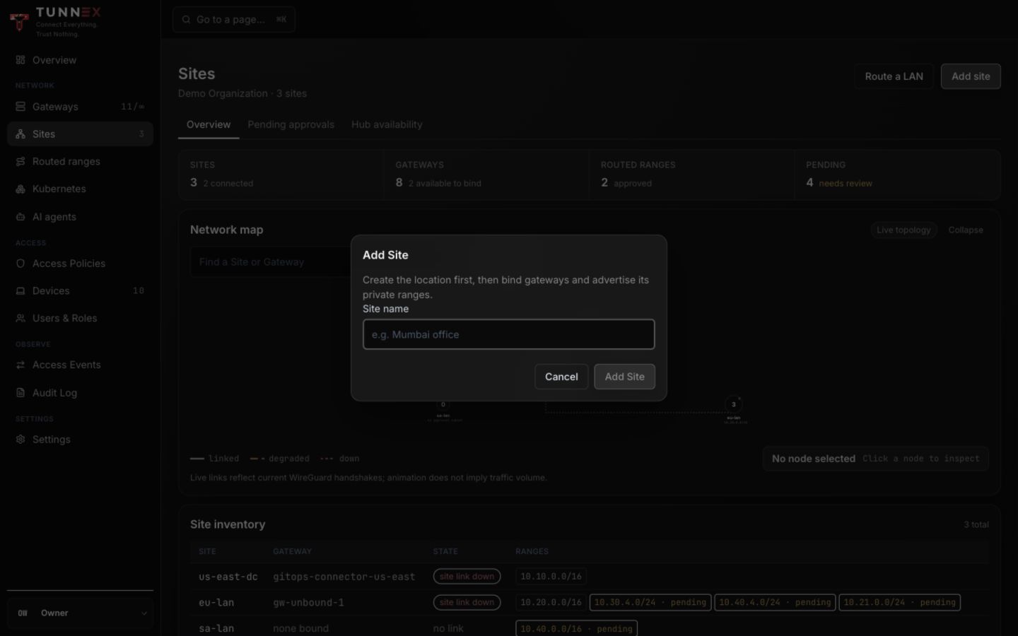 Add-site form