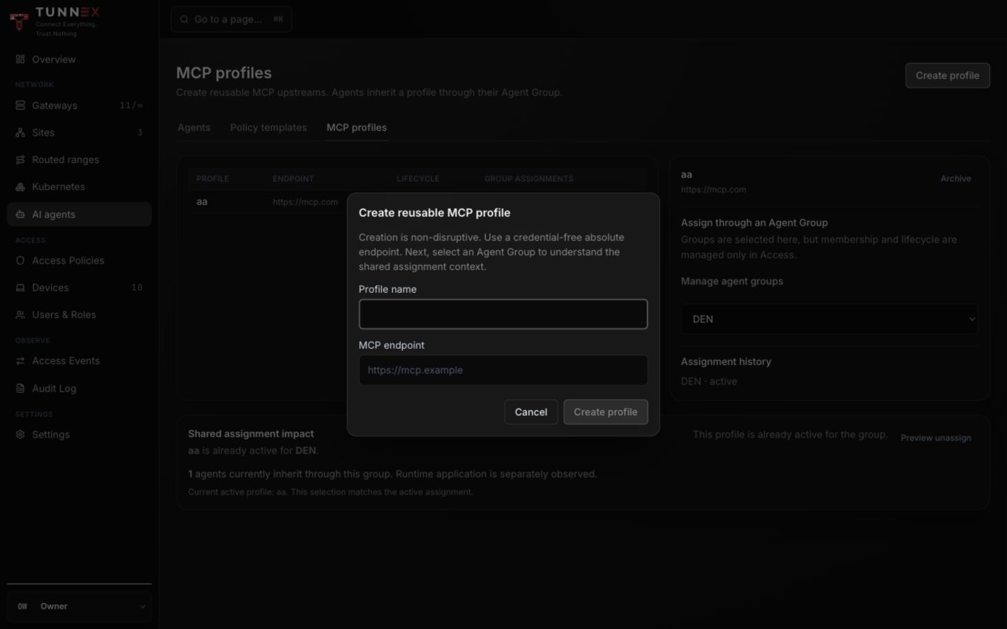 Create reusable MCP profile