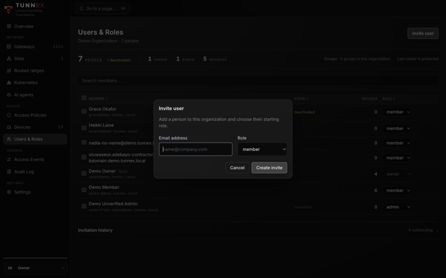 Invite-user form
